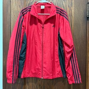 Adidas Women's Red and Black Bomber Jacket